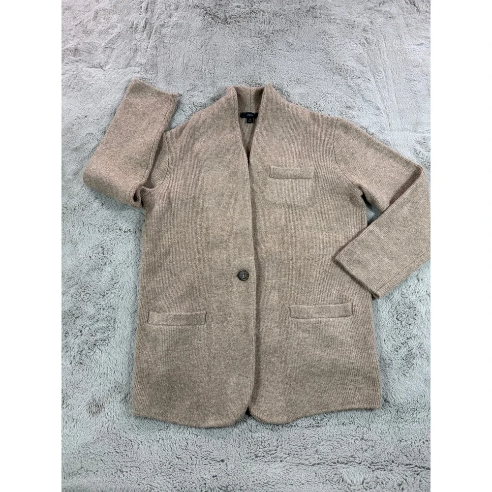 J. Crew Knit Cardigan Cocoon Sweater Blazer Tan Women S MerinoWool Winter Jacket